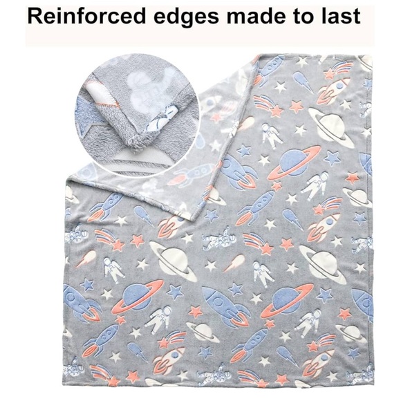 Glow in The Dark blanket Astronaut Blanket,Grey Space Blanket for Boys gift - Picture 6 of 8
